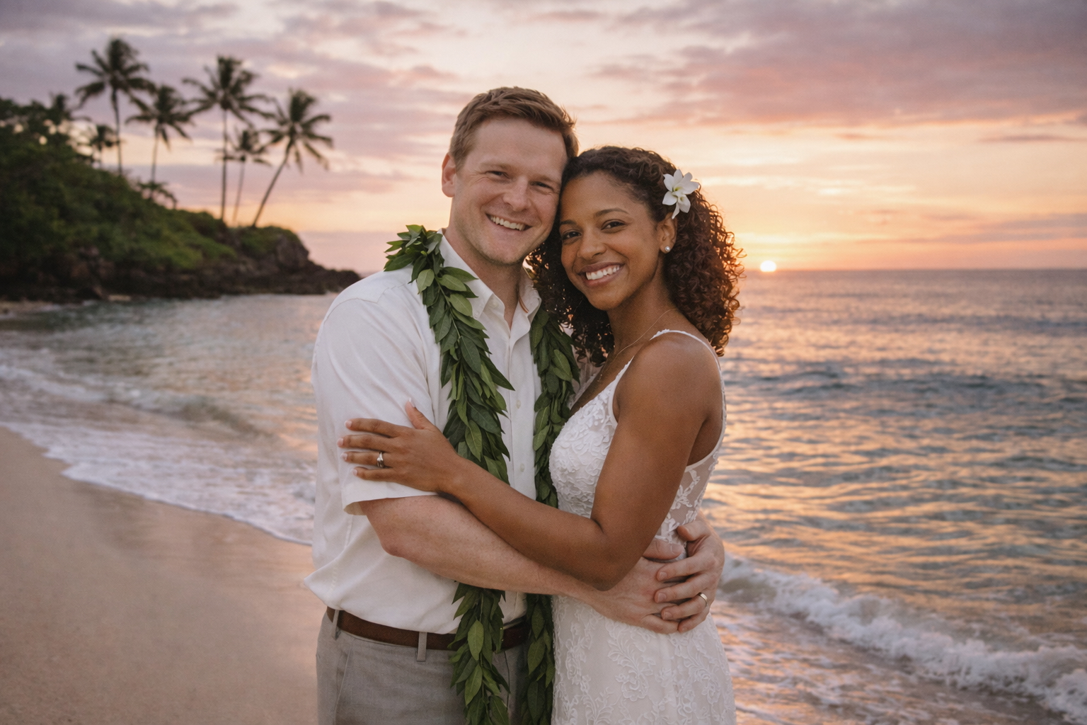 Hamish McLeod and Mia Foster on their wedding day